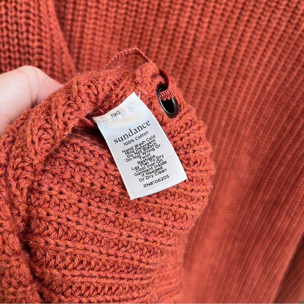 Sundance Burnt Orange Side-tie Pullover Sweater 100% Cotton - Picture 5 of 5